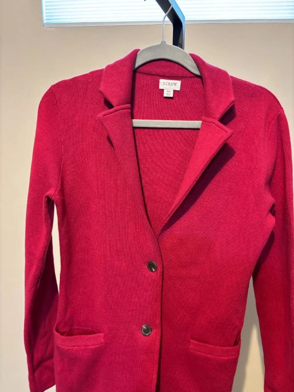 J. Crew Dark Pink Cotton Knit Sweater Blazer